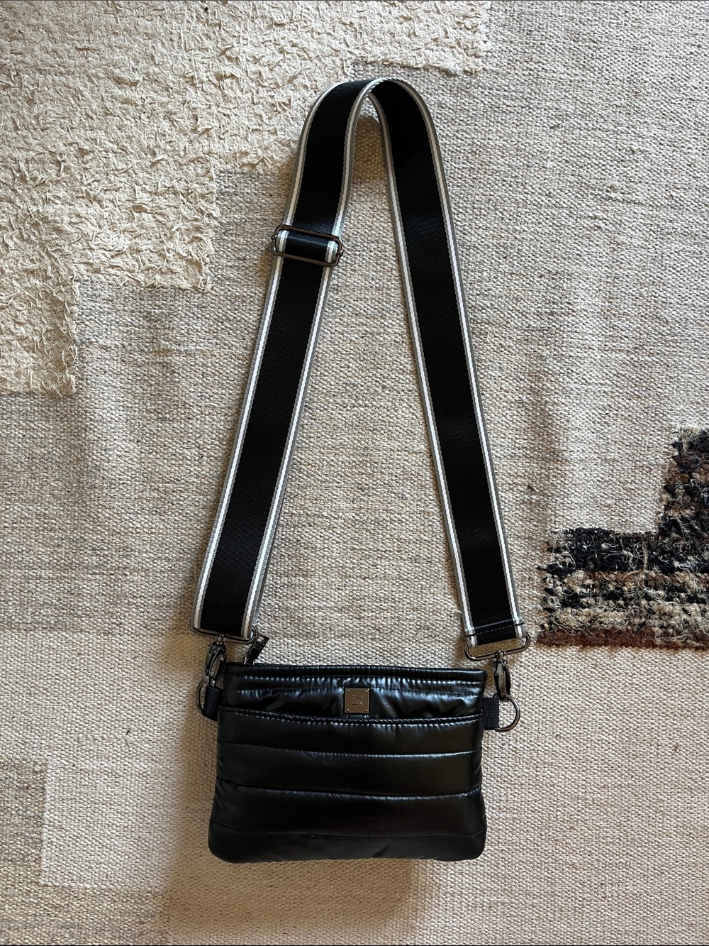 THINK ROYLN Black Crossbody Bag with Contrasting Strap